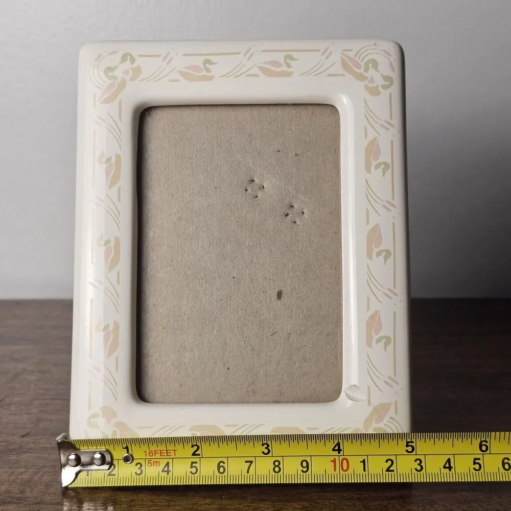 Vintage Ceramic Duck Picture Frame Pastel Nursery Decor Small Photo Frame